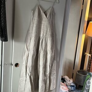 BANANA REPUBLIC Cream Cotton Linen Sleeveless Maxi Dress. Women’s 6.